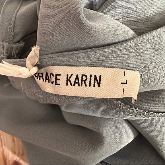 Grace Karin Blue Lace Ruffle Crewneck Blouse Size L - Picture 11 of 12